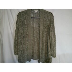 Chico's‎ Sand Colored Open Front Textured Knit Cardigan Sweater Size 1